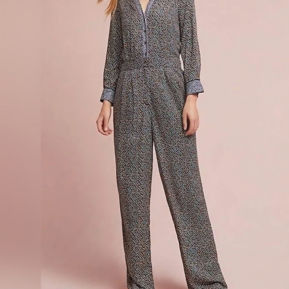 Anthropologie Jumpsuit - Multicolor Sz 6 Fun Preppy Classy Tailored Cuffed Work